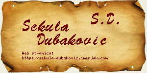 Sekula Dubaković vizit kartica